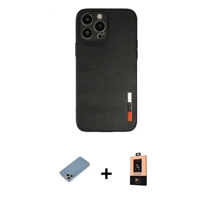 MARSİLYAN™- iPhone 13 Pro Max Kılıf Doruk Asil Koleksiyonu - Şeffaf Maxco Cam Ekran Koruyucu + Shine Kamera Lens Koruma Cam - GI