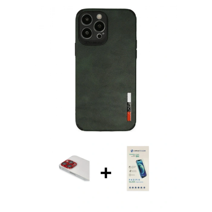 MARSİLYAN™- iPhone 13 Pro Max Kılıf Doruk Asil Koleksiyonu - Şeffaf Pasifik Cam Ekran Koruyucu + Pers Alüminyum Kamera Lens - KI