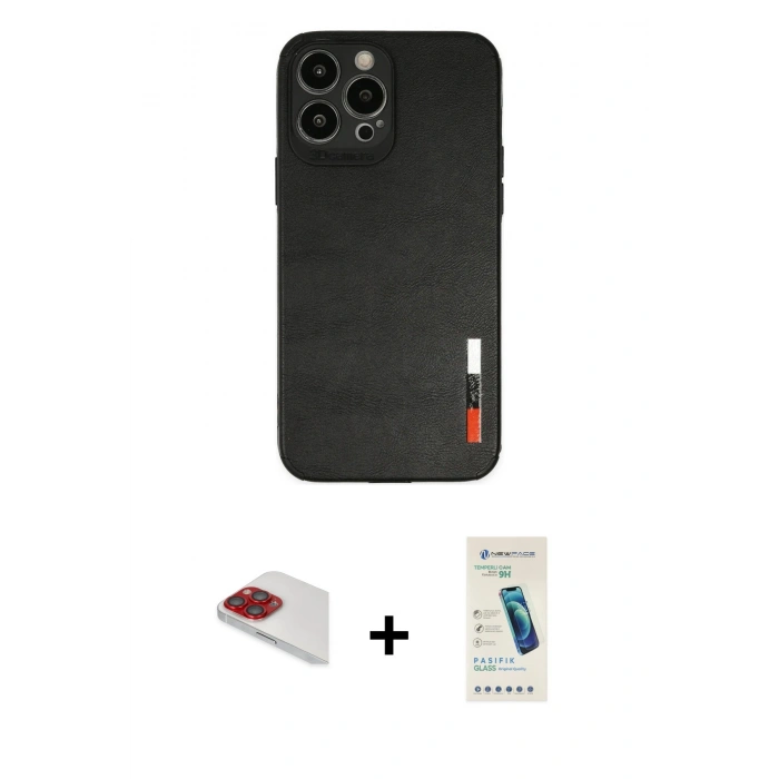 MARSİLYAN™- iPhone 13 Pro Max Kılıf Doruk Asil Koleksiyonu - Şeffaf Pasifik Cam Ekran Koruyucu + Pers Alüminyum Kamera Lens - KI