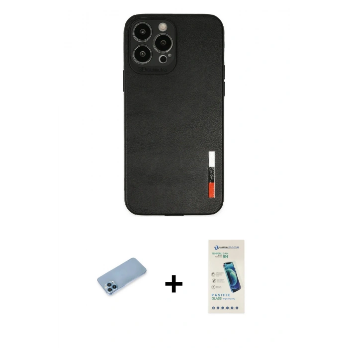 MARSİLYAN™- iPhone 13 Pro Max Kılıf Doruk Asil Koleksiyonu - Şeffaf Pasifik Cam Ekran Koruyucu + Shine Kamera Lens Koruma Cam - MI