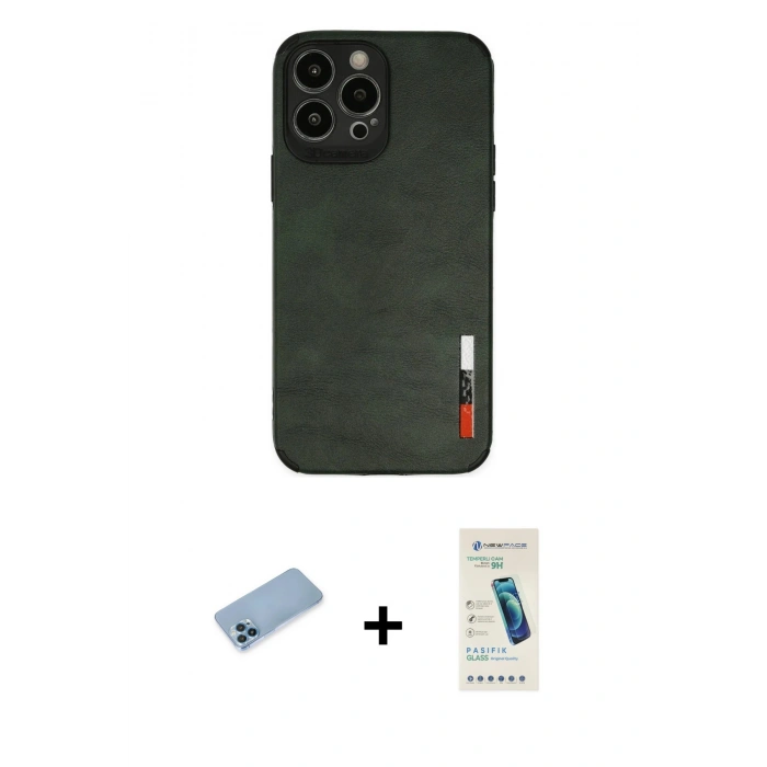 MARSİLYAN™- iPhone 13 Pro Max Kılıf Doruk Asil Koleksiyonu - Şeffaf Pasifik Cam Ekran Koruyucu + Shine Kamera Lens Koruma Cam - MI