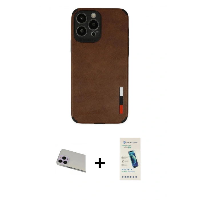 MARSİLYAN™- iPhone 13 Pro Max Kılıf Doruk Asil Koleksiyonu - Şeffaf Pasifik Cam Ekran Koruyucu + Rainbow Kamera Lens Koruma Cam - MR