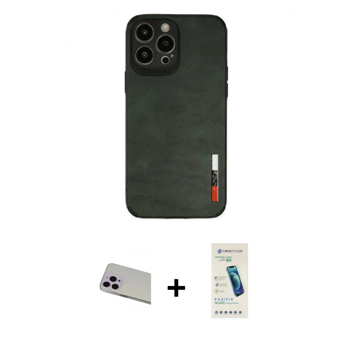 MARSİLYAN™- iPhone 13 Pro Max Kılıf Doruk Asil Koleksiyonu - Şeffaf Pasifik Cam Ekran Koruyucu + Rainbow Kamera Lens Koruma Cam - MR