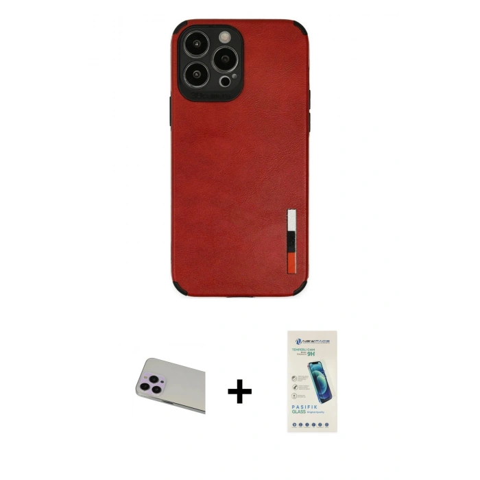 MARSİLYAN™- iPhone 13 Pro Max Kılıf Doruk Asil Koleksiyonu - Şeffaf Pasifik Cam Ekran Koruyucu + Rainbow Kamera Lens Koruma Cam - MR