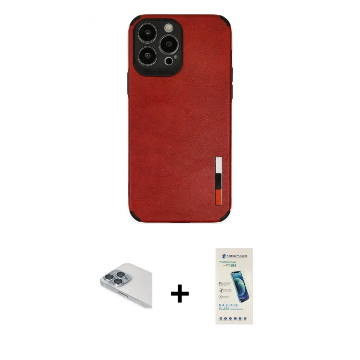 MARSİLYAN™- iPhone 13 Pro Max Kılıf Doruk Asil Koleksiyonu - Şeffaf Pasifik Cam Ekran Koruyucu + Pers Alüminyum Kamera Lens - SABE