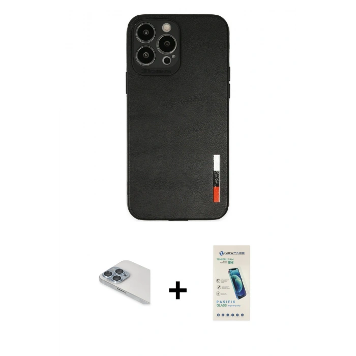 MARSİLYAN™- iPhone 13 Pro Max Kılıf Doruk Asil Koleksiyonu - Şeffaf Pasifik Cam Ekran Koruyucu + Pers Alüminyum Kamera Lens - SABE