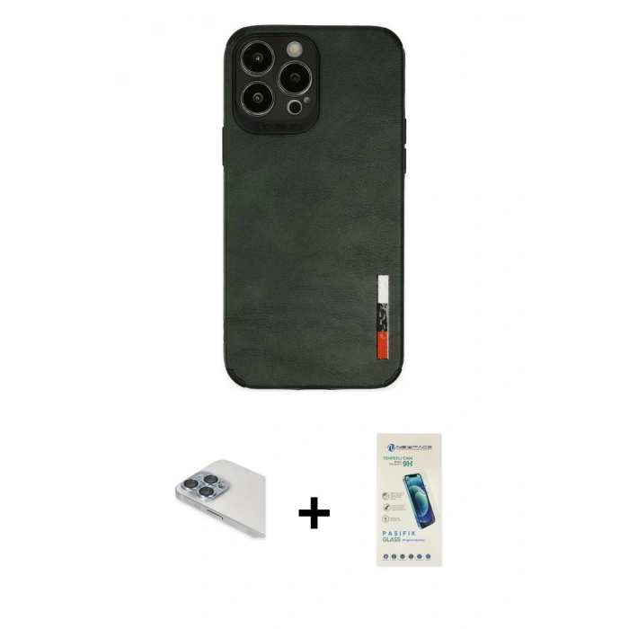 MARSİLYAN™- iPhone 13 Pro Max Kılıf Doruk Asil Koleksiyonu - Şeffaf Pasifik Cam Ekran Koruyucu + Pers Alüminyum Kamera Lens - SABE