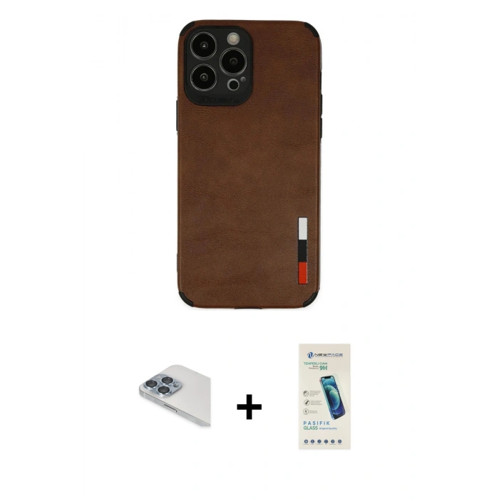 MARSİLYAN™- iPhone 13 Pro Max Kılıf Doruk Asil Koleksiyonu - Şeffaf Pasifik Cam Ekran Koruyucu + Pers Alüminyum Kamera Lens - SABE
