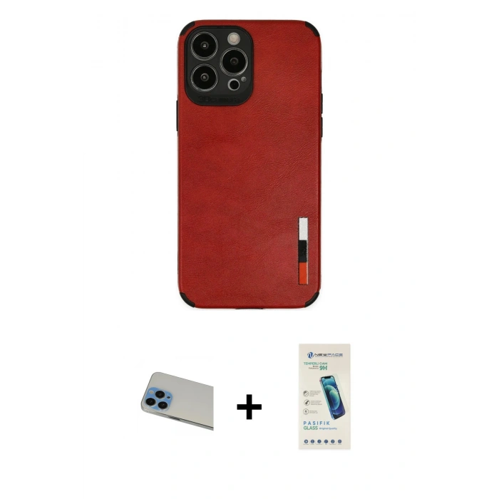 MARSİLYAN™- iPhone 13 Pro Max Kılıf Doruk Asil Koleksiyonu - Şeffaf Pasifik Cam Ekran Koruyucu + Rainbow Kamera Lens Koruma Cam - MI