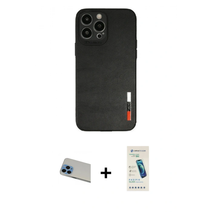 MARSİLYAN™- iPhone 13 Pro Max Kılıf Doruk Asil Koleksiyonu - Şeffaf Pasifik Cam Ekran Koruyucu + Rainbow Kamera Lens Koruma Cam - MI
