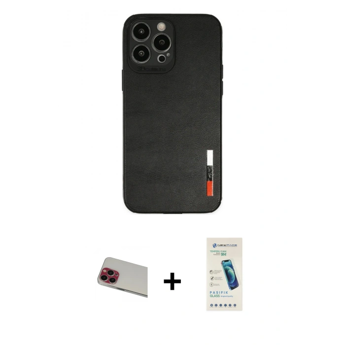 MARSİLYAN™- iPhone 13 Pro Max Kılıf Doruk Asil Koleksiyonu - Şeffaf Pasifik Cam Ekran Koruyucu + Rainbow Kamera Lens Koruma Cam - KI