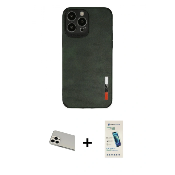 MARSİLYAN™- iPhone 13 Pro Max Kılıf Doruk Asil Koleksiyonu - Şeffaf Pasifik Cam Ekran Koruyucu + Rainbow Kamera Lens Koruma Cam - BZ