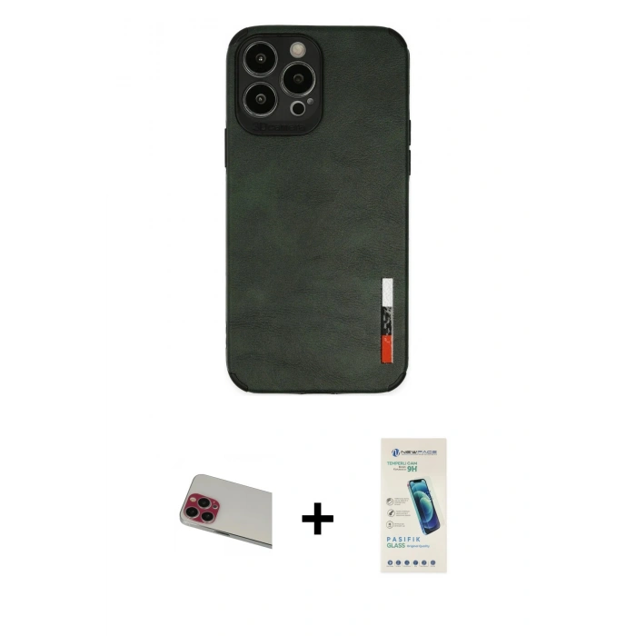 MARSİLYAN™- iPhone 13 Pro Max Kılıf Doruk Asil Koleksiyonu - Şeffaf Pasifik Cam Ekran Koruyucu + Rainbow Kamera Lens Koruma Cam - KI