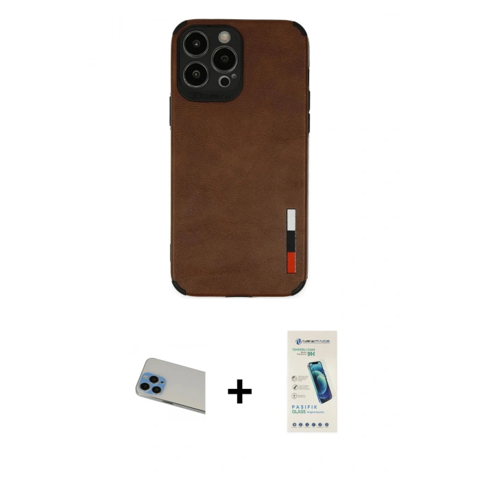 MARSİLYAN™- iPhone 13 Pro Max Kılıf Doruk Asil Koleksiyonu - Şeffaf Pasifik Cam Ekran Koruyucu + Rainbow Kamera Lens Koruma Cam - MI