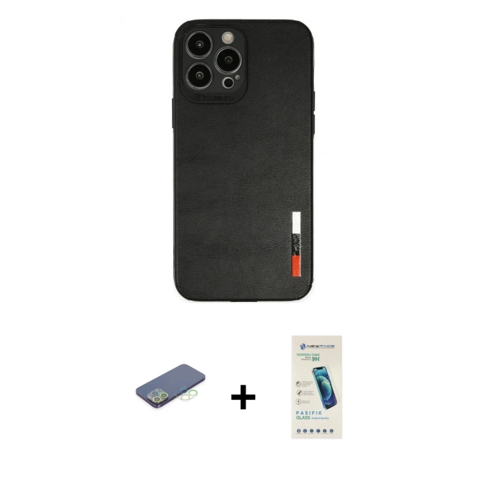 MARSİLYAN™- iPhone 13 Pro Max Kılıf Doruk Asil Koleksiyonu - Şeffaf Pasifik Cam Ekran Koruyucu + Renkli Kamera Lens Koruma Cam - YL