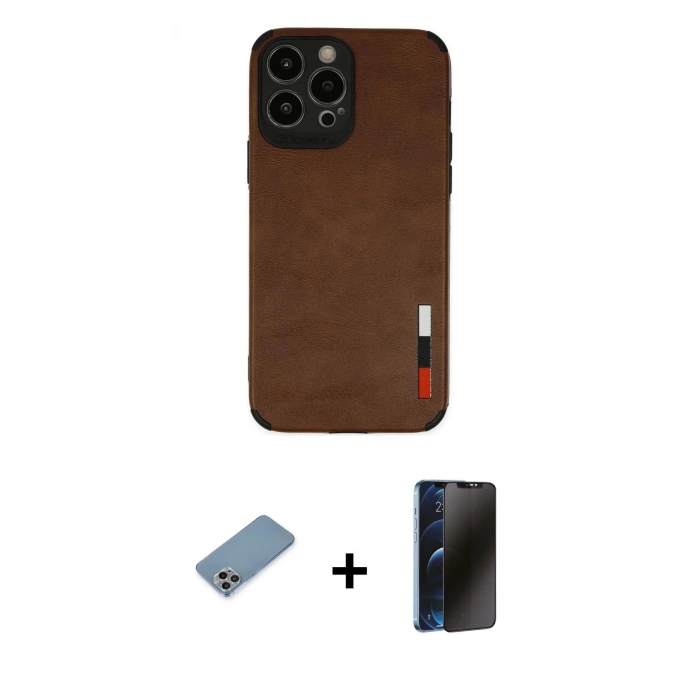 MARSİLYAN™- iPhone 13 Pro Max Kılıf Doruk Asil Koleksiyonu - Siyah 3D Antistatik Hayalet Cam Ekran Koruyucu + Shine Kamera Lens Koruma Cam - GI