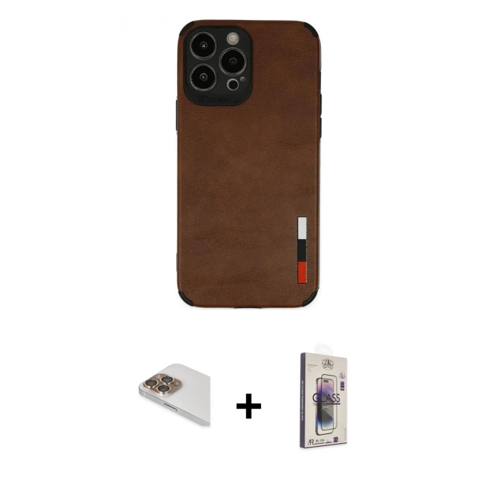 MARSİLYAN™- iPhone 13 Pro Max Kılıf Doruk Asil Koleksiyonu - Siyah Bilvis 3D Cam Ekran Koruyucu + Pers Alüminyum Kamera Lens - GD