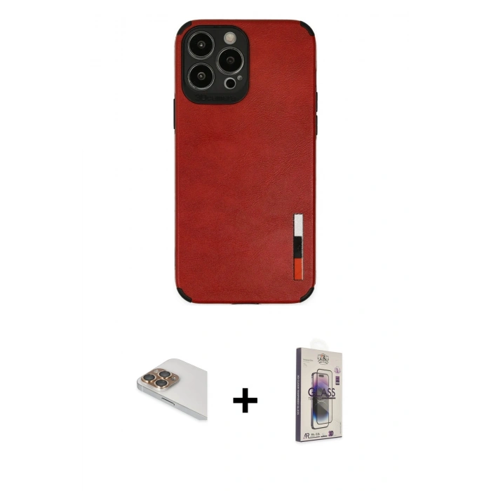 MARSİLYAN™- iPhone 13 Pro Max Kılıf Doruk Asil Koleksiyonu - Siyah Bilvis 3D Cam Ekran Koruyucu + Pers Alüminyum Kamera Lens - GD