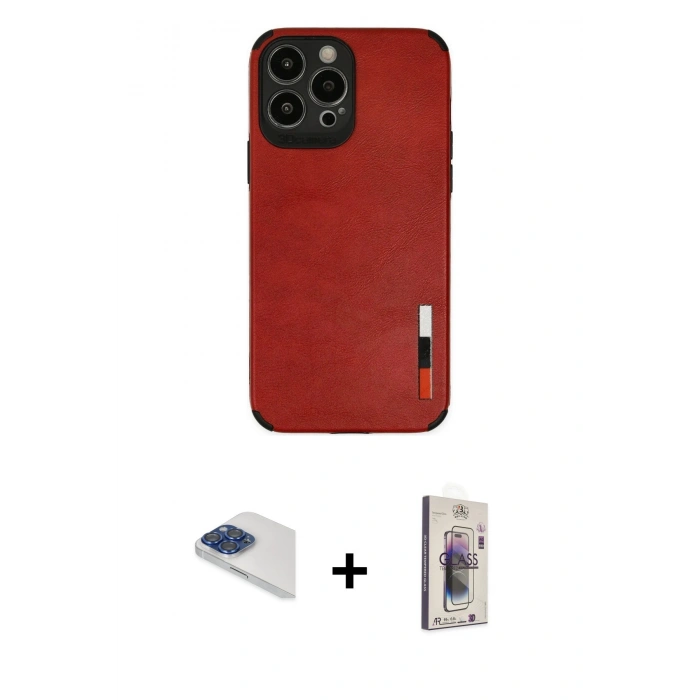 MARSİLYAN™- iPhone 13 Pro Max Kılıf Doruk Asil Koleksiyonu - Siyah Bilvis 3D Cam Ekran Koruyucu + Pers Alüminyum Kamera Lens - LT