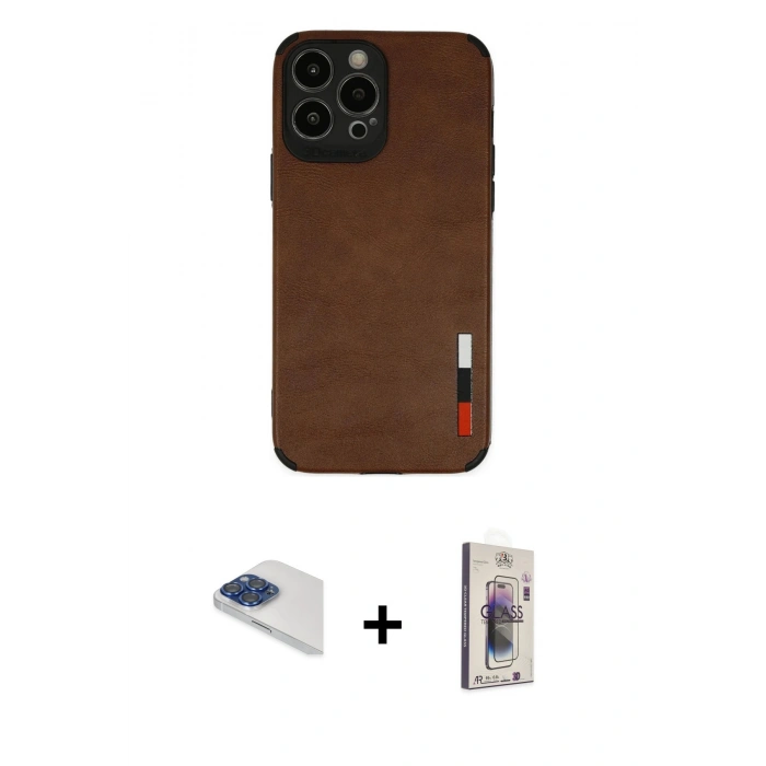 MARSİLYAN™- iPhone 13 Pro Max Kılıf Doruk Asil Koleksiyonu - Siyah Bilvis 3D Cam Ekran Koruyucu + Pers Alüminyum Kamera Lens - LT