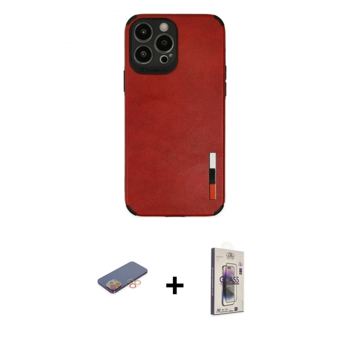 MARSİLYAN™- iPhone 13 Pro Max Kılıf Doruk Asil Koleksiyonu - Siyah Bilvis 3D Cam Ekran Koruyucu + Renkli Kamera Lens Koruma Cam - TU