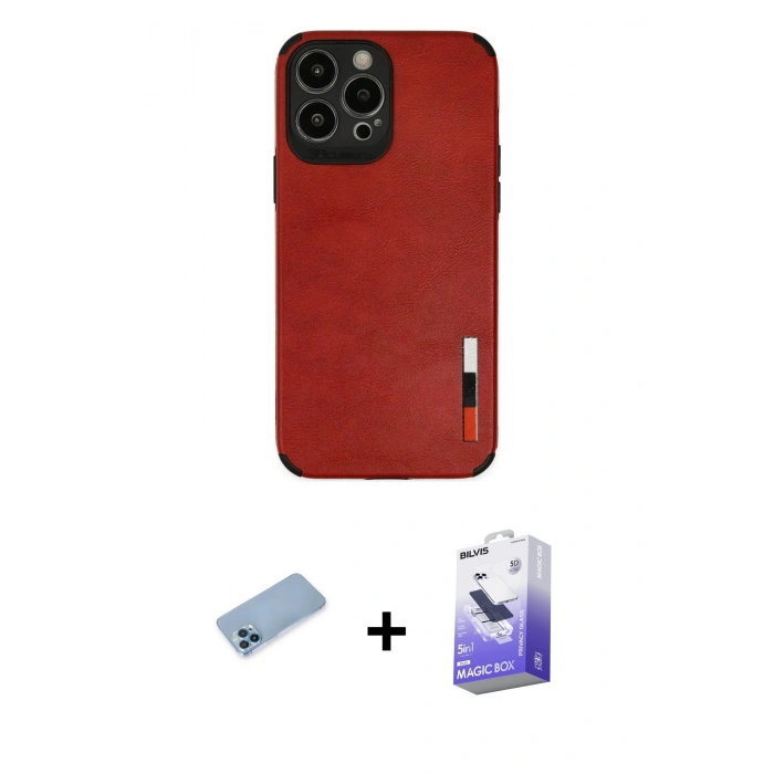 MARSİLYAN™- iPhone 13 Pro Max Kılıf Doruk Asil Koleksiyonu - Siyah Bilvis 5in1 5D Magic Hayalet Cam Ekran Koruyucu + Shine Kamera Lens Koruma Cam - MI