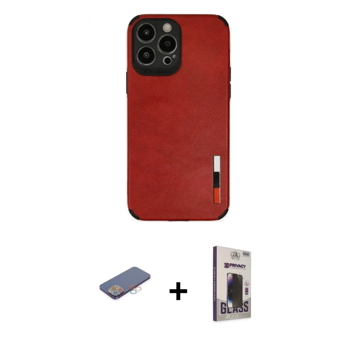 MARSİLYAN™- iPhone 13 Pro Max Kılıf Doruk Asil Koleksiyonu - Siyah Bilvis Hayalet Cam Ekran Koruyucu + Renkli Kamera Lens Koruma Cam - PE
