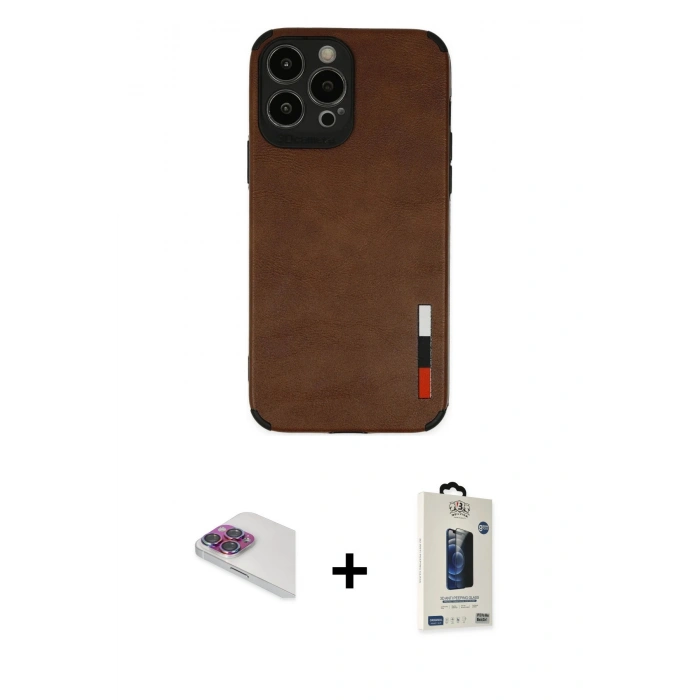 MARSİLYAN™- iPhone 13 Pro Max Kılıf Doruk Asil Koleksiyonu - Siyah Bilvis Hayalet Cam Ekran Koruyucu + Pers Alüminyum Kamera Lens - GI