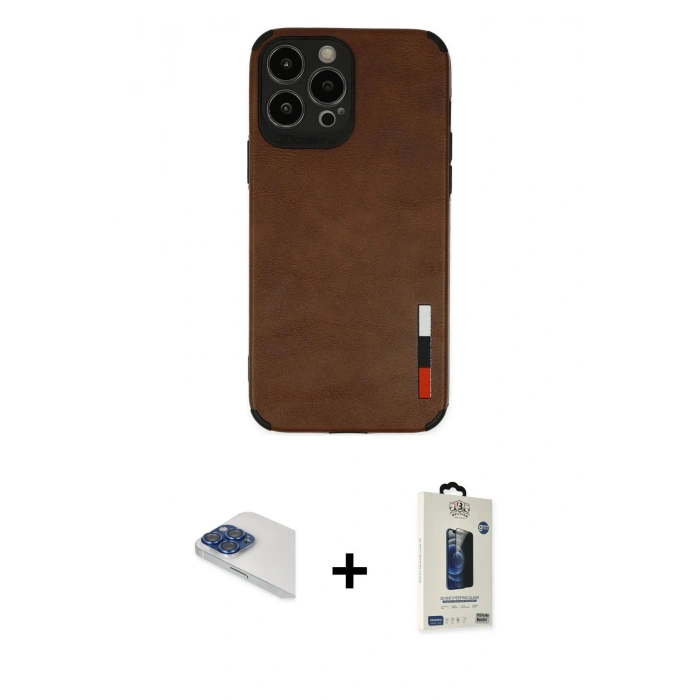 MARSİLYAN™- iPhone 13 Pro Max Kılıf Doruk Asil Koleksiyonu - Siyah Bilvis Hayalet Cam Ekran Koruyucu + Pers Alüminyum Kamera Lens - LT