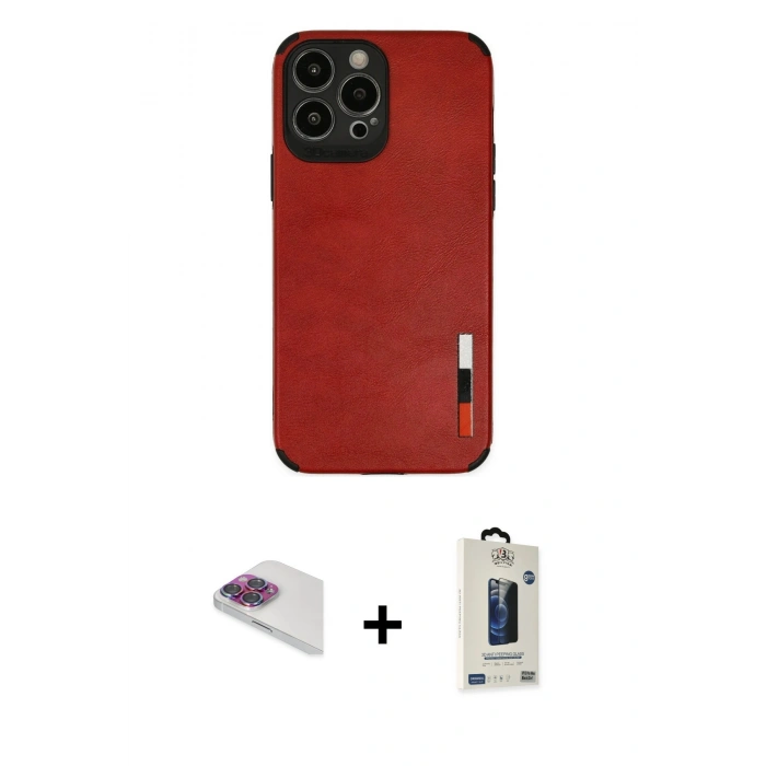 MARSİLYAN™- iPhone 13 Pro Max Kılıf Doruk Asil Koleksiyonu - Siyah Bilvis Hayalet Cam Ekran Koruyucu + Pers Alüminyum Kamera Lens - GI