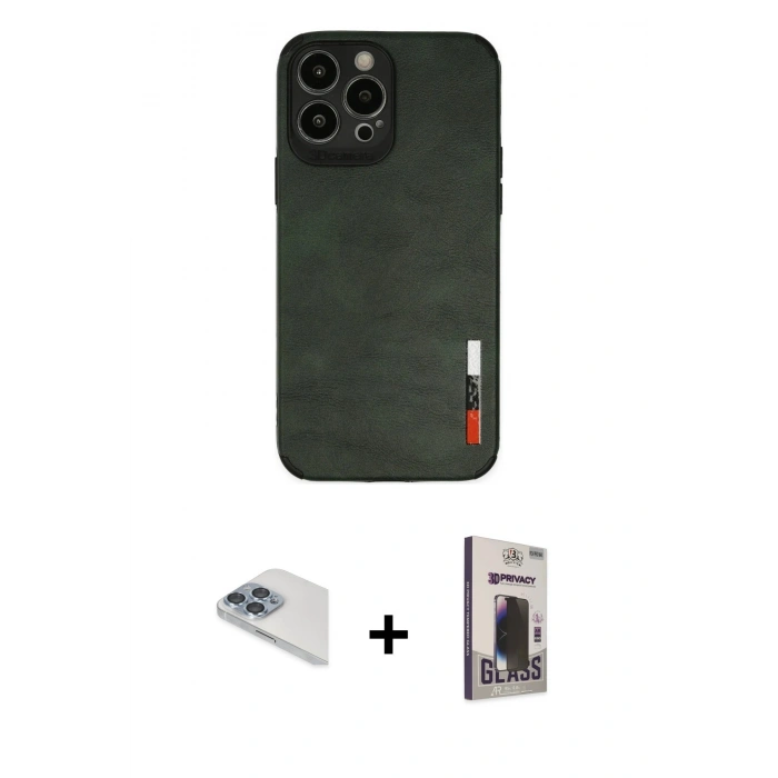 MARSİLYAN™- iPhone 13 Pro Max Kılıf Doruk Asil Koleksiyonu - Siyah Bilvis Hayalet Cam Ekran Koruyucu + Pers Alüminyum Kamera Lens - SABE