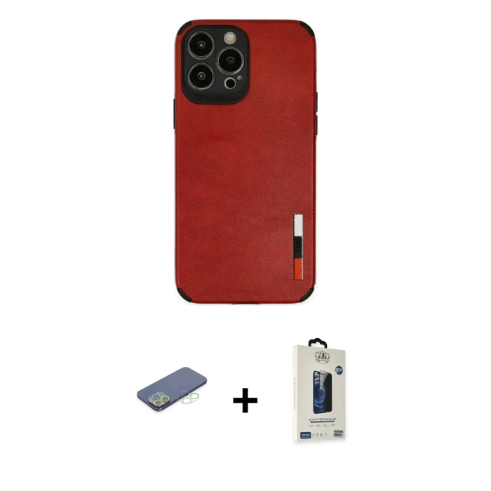 MARSİLYAN™- iPhone 13 Pro Max Kılıf Doruk Asil Koleksiyonu - Siyah Bilvis Hayalet Cam Ekran Koruyucu + Renkli Kamera Lens Koruma Cam - YL