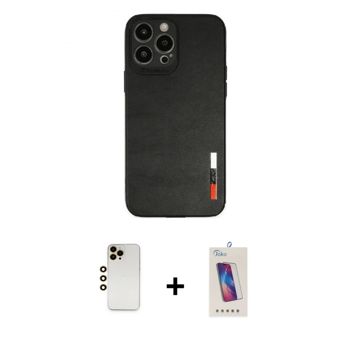MARSİLYAN™- iPhone 13 Pro Max Kılıf Doruk Asil Koleksiyonu - Siyah Joko 5D Cam + Shine Kamera Lens - GD