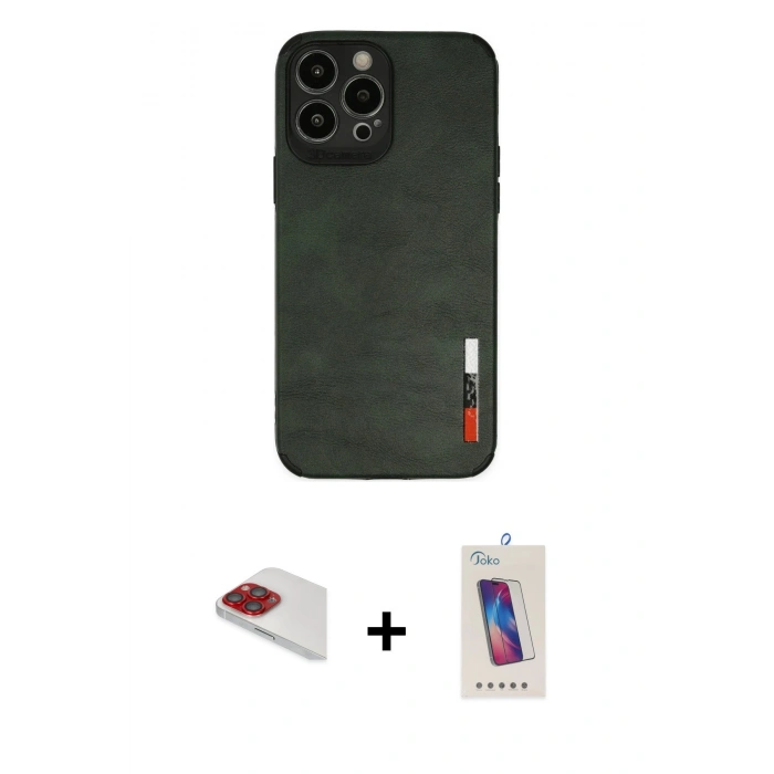 MARSİLYAN™- iPhone 13 Pro Max Kılıf Doruk Asil Koleksiyonu - Siyah Joko 5D Cam + Pers Alüminyum Kamera Lens - KI