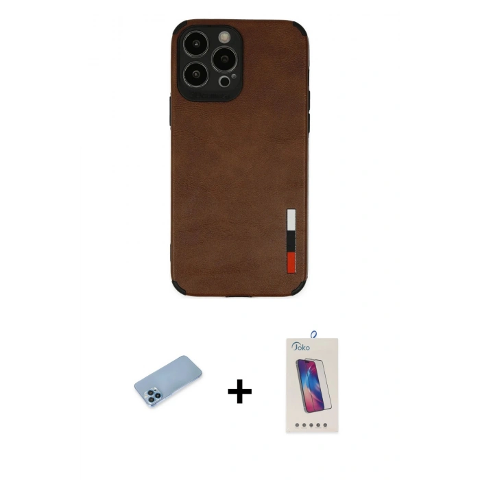 MARSİLYAN™- iPhone 13 Pro Max Kılıf Doruk Asil Koleksiyonu - Siyah Joko 5D Cam + Shine Kamera Lens Koruma Cam - MI