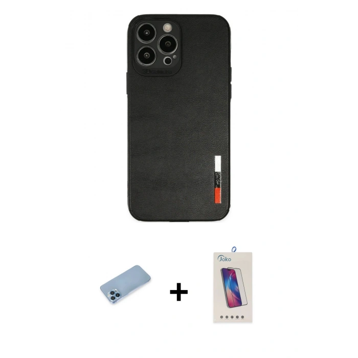 MARSİLYAN™- iPhone 13 Pro Max Kılıf Doruk Asil Koleksiyonu - Siyah Joko 5D Cam + Shine Kamera Lens Koruma Cam - MI