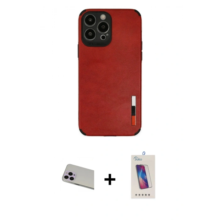MARSİLYAN™- iPhone 13 Pro Max Kılıf Doruk Asil Koleksiyonu - Siyah Joko 5D Cam + Rainbow Kamera Lens Koruma Cam - MR