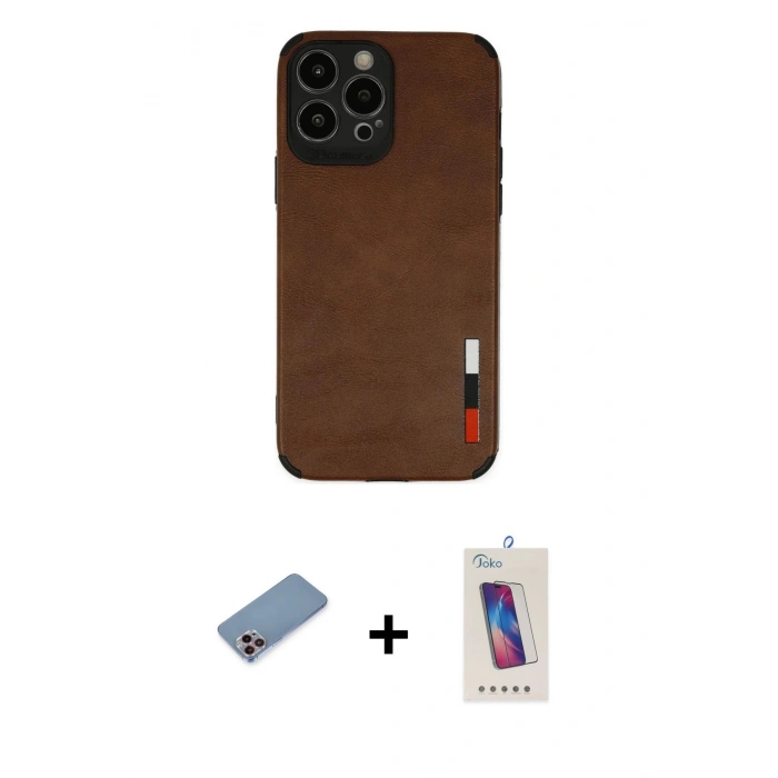 MARSİLYAN™- iPhone 13 Pro Max Kılıf Doruk Asil Koleksiyonu - Siyah Joko 5D Cam + Shine Kamera Lens Koruma Cam - PE