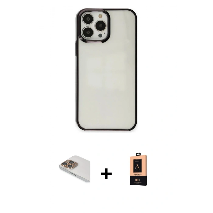 MARSİLYAN™- iPhone 13 Pro Max Kılıf Doruk Doku Prime - Şeffaf Maxco Cam Ekran Koruyucu + Pers Alüminyum Kamera Lens - GD