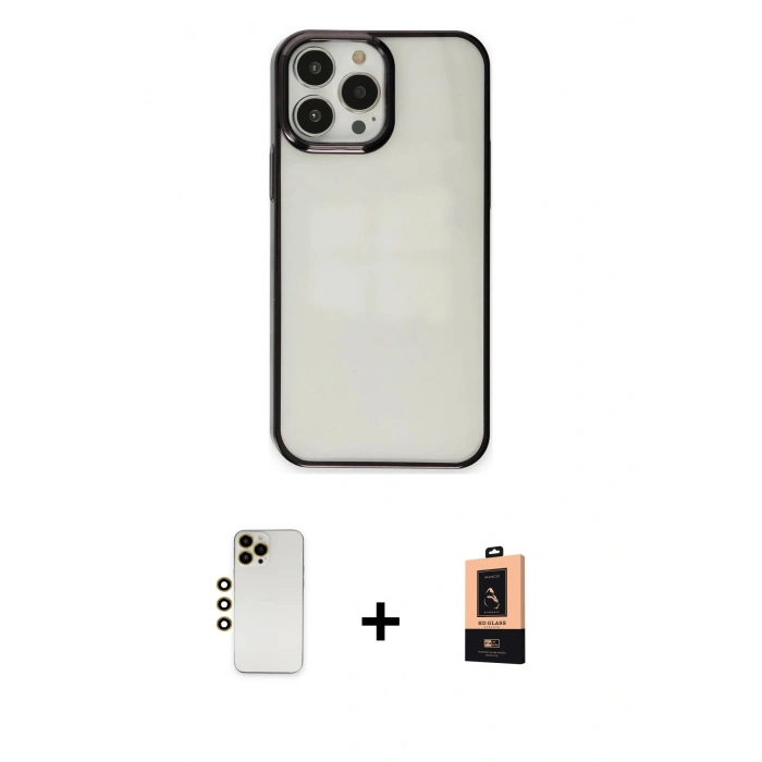 MARSİLYAN™- iPhone 13 Pro Max Kılıf Doruk Doku Prime - Şeffaf Maxco Cam Ekran Koruyucu + Shine Kamera Lens - GD
