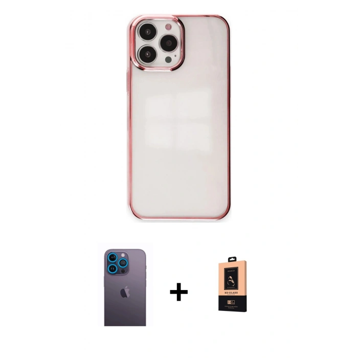 MARSİLYAN™- iPhone 13 Pro Max Kılıf Doruk Doku Prime - Şeffaf Maxco Cam Ekran Koruyucu + Neon Fosforlu Kamera Lens - MI