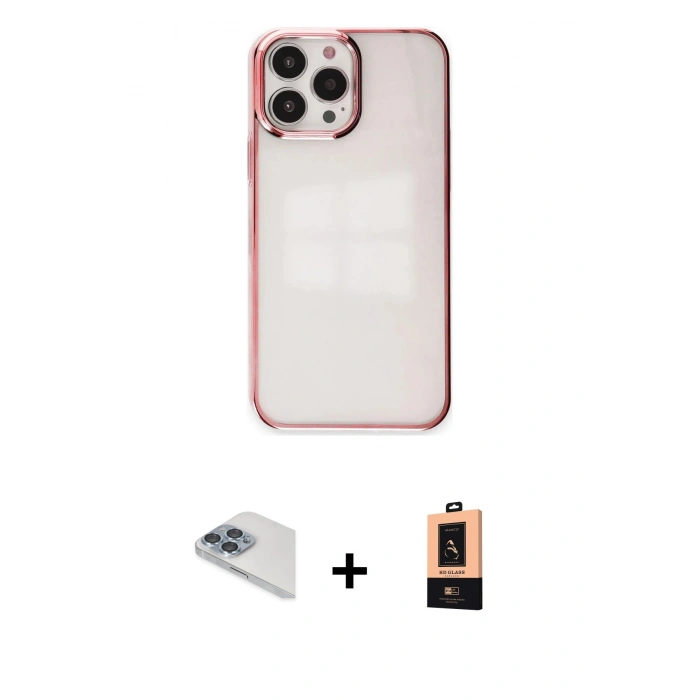 MARSİLYAN™- iPhone 13 Pro Max Kılıf Doruk Doku Prime - Şeffaf Maxco Cam Ekran Koruyucu + Pers Alüminyum Kamera Lens - SABE
