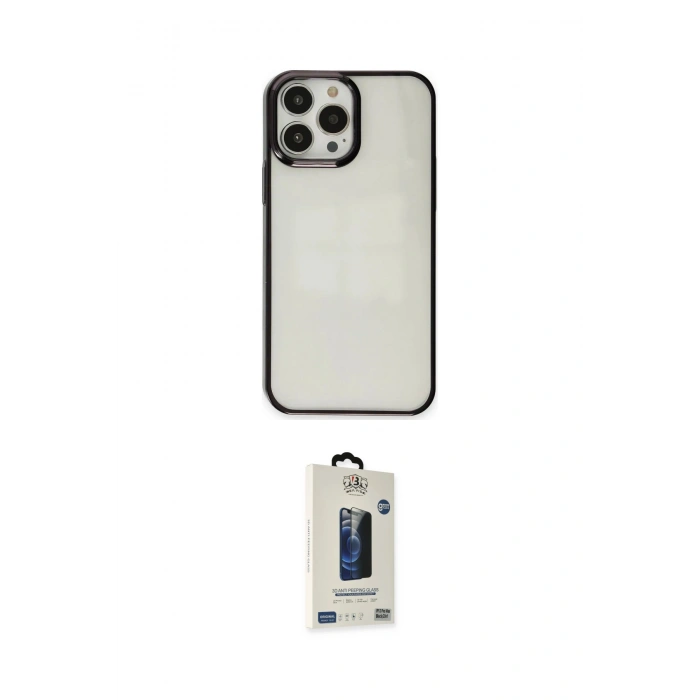 MARSİLYAN™- iPhone 13 Pro Max Kılıf Doruk Doku Prime - Siyah Bilvis Hayalet Cam Ekran Koruyucu