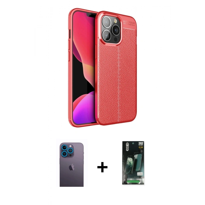 MARSİLYAN™- iPhone 13 Pro Max Kılıf Doruk Klasik Özel Seri - Şeffaf 360 Full Body Arka Koruyucu + Neon Fosforlu Kamera Lens - MI