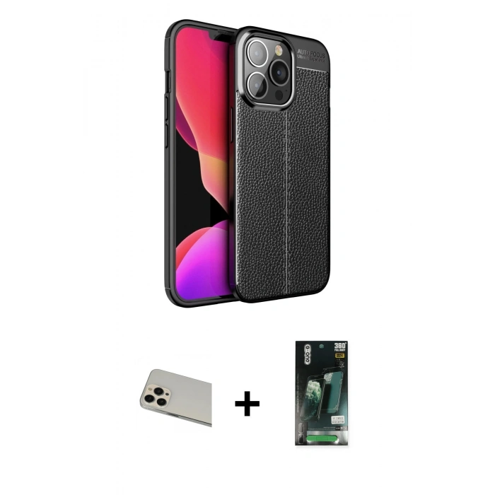 MARSİLYAN™- iPhone 13 Pro Max Kılıf Doruk Klasik Özel Seri - Şeffaf 360 Full Body Arka Koruyucu + Rainbow Kamera Lens Koruma Cam - REGD