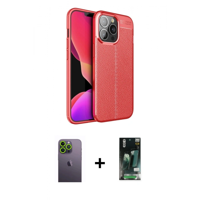 MARSİLYAN™- iPhone 13 Pro Max Kılıf Doruk Klasik Özel Seri - Şeffaf 360 Full Body Arka Koruyucu + Neon Fosforlu Kamera Lens - YL