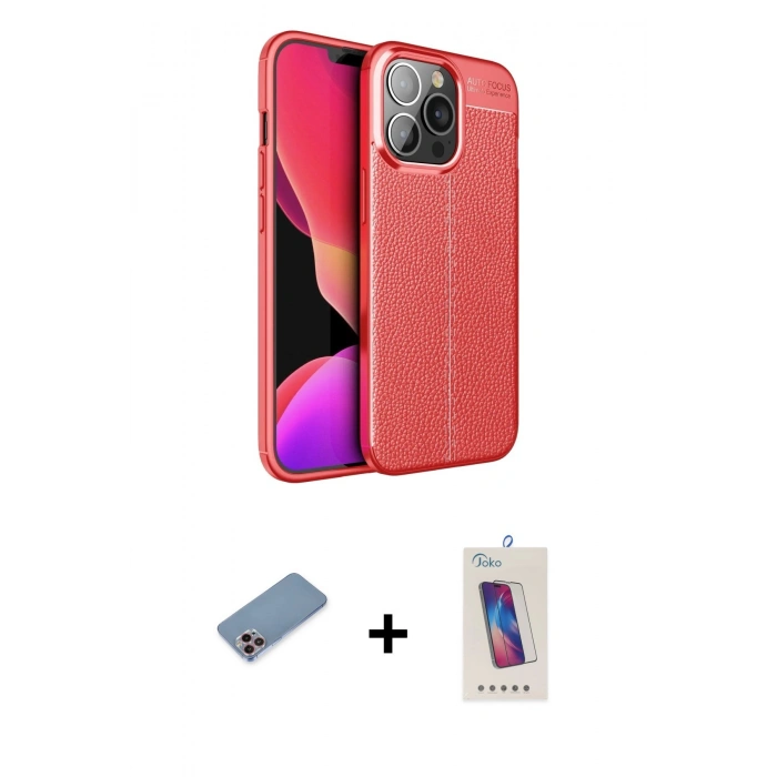MARSİLYAN™- iPhone 13 Pro Max Kılıf Doruk Klasik Özel Seri - Siyah Joko 5D Cam + Shine Kamera Lens Koruma Cam - PE