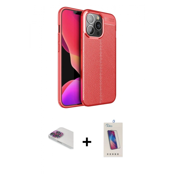 MARSİLYAN™- iPhone 13 Pro Max Kılıf Doruk Klasik Özel Seri - Siyah Joko 5D Cam + Pers Alüminyum Kamera Lens - GI