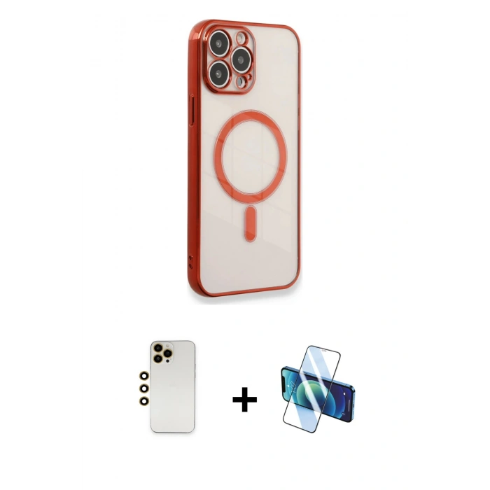 MARSİLYAN™- iPhone 13 Pro Max Kılıf Doruk Minimal - Siyah 3D Antistatik Cam Ekran Koruyucu + Shine Kamera Lens - GD