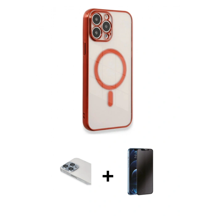 MARSİLYAN™- iPhone 13 Pro Max Kılıf Doruk Minimal - Siyah 3D Antistatik Hayalet Cam Ekran Koruyucu + Pers Alüminyum Kamera Lens - SABE